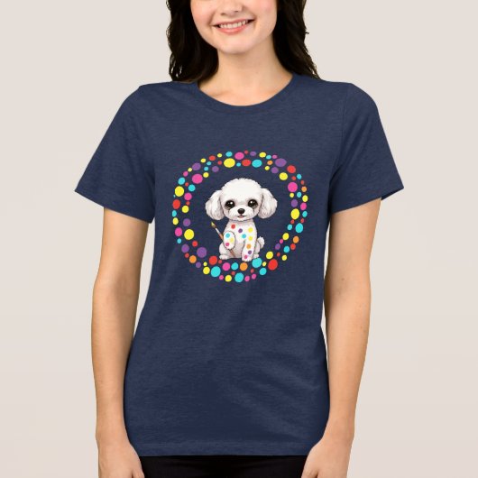 Celebrate Dot Day with My Teacup Poodle Tri-Blend Shirt (Voorkant)