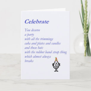 Celebrate - een grappig verjaardagsgedicht kaart