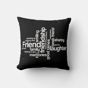 Celebrate Friendship Black Square Pillow Kussen