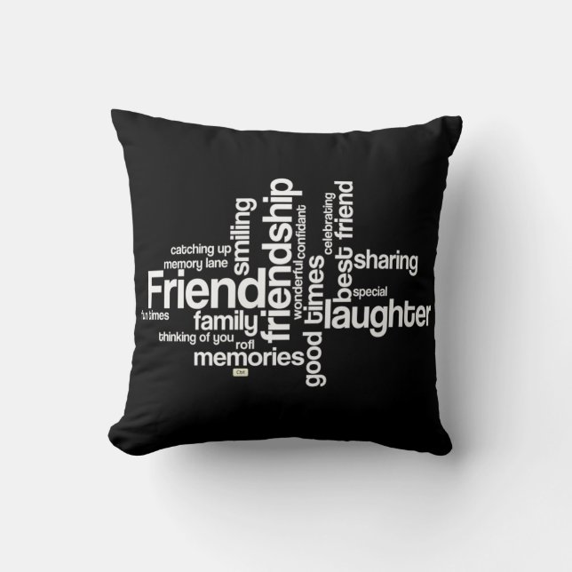 Celebrate Friendship Black Square Pillow Kussen (Voorkant)