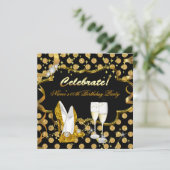 Celebrate Gold Faux Folie Polka Dot High Heel Part Kaart (Staand voorkant)