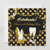 Celebrate Gold Faux Folie Polka Dot High Heel Part Kaart (Voorkant)