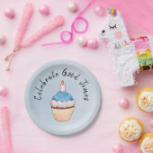 Celebrate Good Times Cupcake Blue Papieren Bordje (Feest)