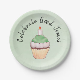Celebrate Good Times Cupcake Green Papieren Bordje