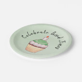 Celebrate Good Times Cupcake Green Papieren Bordje (Gekanteld)