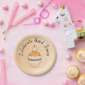 Celebrate Good Times Cupcake Oranje Waterverf Papieren Bordje (Feest)