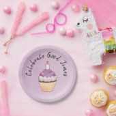 Celebrate Good Times Cupcake Paars Papieren Bordje (Feest)