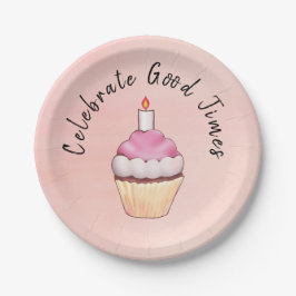 Celebrate Good Times Cupcake roze Papieren Bordje