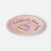 Celebrate Good Times Cupcake roze Papieren Bordje (Gekanteld)