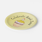 Celebrate Good Times Cupcake Yellow Papieren Bordje (Gekanteld)