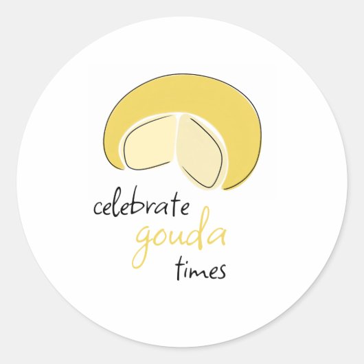 Celebrate Gouda Times Cheese Wheel Birthday Party Ronde Sticker (Voorkant)
