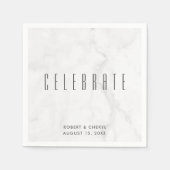 Celebrate Gray Marble Wedding Paper Napkins Servet (Voorkant)