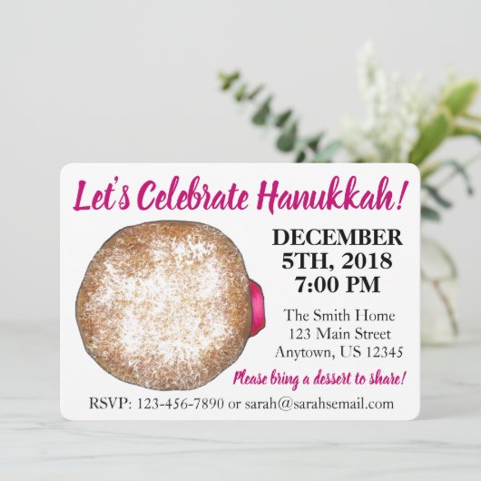 Celebrate Hanukkah Jelly Donut Joodse Feestdagen Kaart (Staand voorkant)