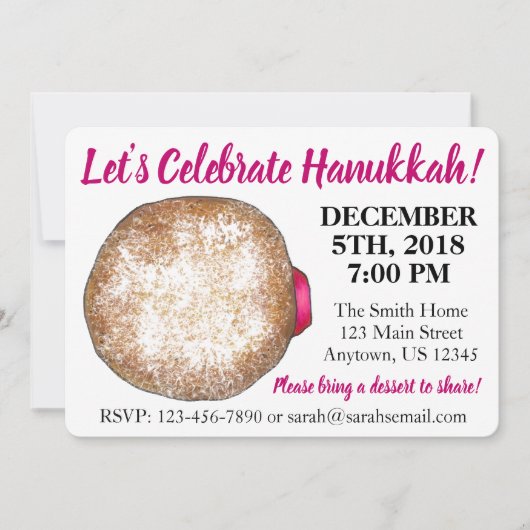 Celebrate Hanukkah Jelly Donut Joodse Feestdagen Kaart (Voorkant)