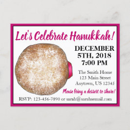 Celebrate Hanukkah Jelly Donut Joodse Feestdagen Uitnodiging Briefkaart
