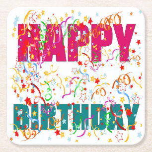 Celebrate Happy Birthday Kartonnen Onderzetters