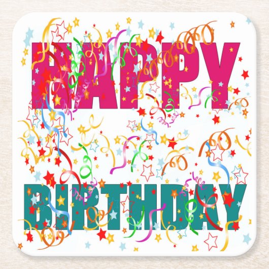 Celebrate Happy Birthday Kartonnen Onderzetters (Voorkant)
