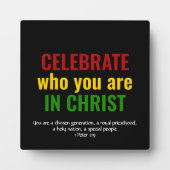 CELEBRATE-identiteit in Christus BHM-kleuren Fotoplaat (Voorkant)