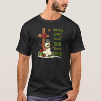 Celebrate Jesus Birth Christmas Snowman Christian  T-shirt