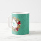CELEBRATE JESUS Mint Green Kerstmonogram Koffiemok (Voorkant links)
