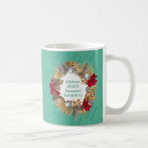 CELEBRATE JESUS Mint Green Kerstmonogram Koffiemok