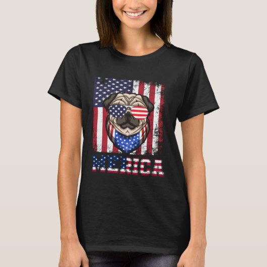 Celebrate July 4th in Style with American Pug T-shirt (Voorkant)
