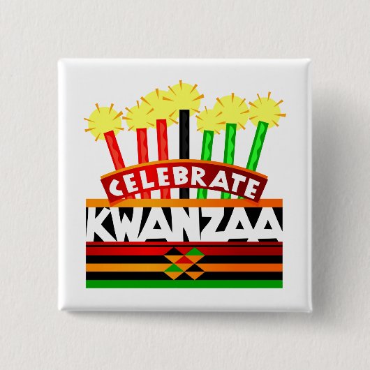 Celebrate Kwanzaa Vierkante Button 5,1 Cm (Voorkant)