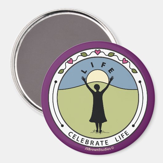 Celebrate Life A_Round Magnet 3" (Voorkant / Achterkant)
