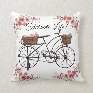 Celebrate Life  Floral Farmhouse Bicycle Kussen