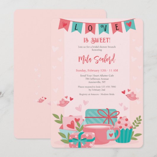 Celebrate Love Bridal Shower Uitnodiging (Voorkant / Achterkant)