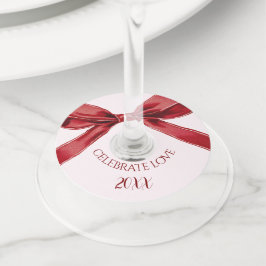 Celebrate Love Elegant Bow Valentines Day Party Wijnglaslabel