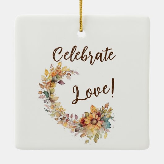 Celebrate Love Keramisch Ornament (Achterkant)