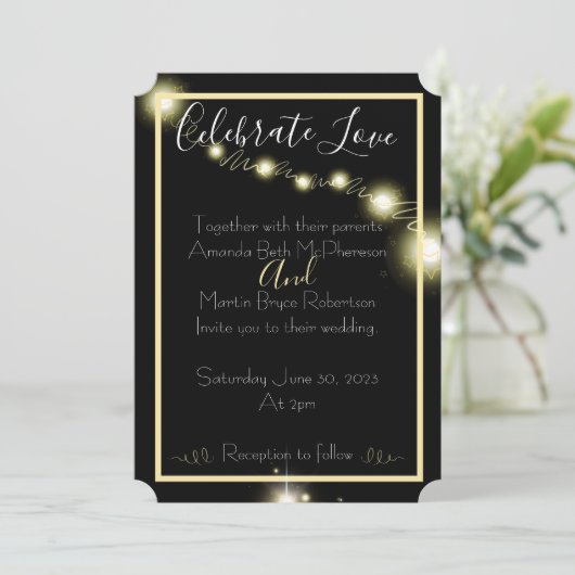 Celebrate Love Simple twinking bruiloft Kaart (Staand voorkant)