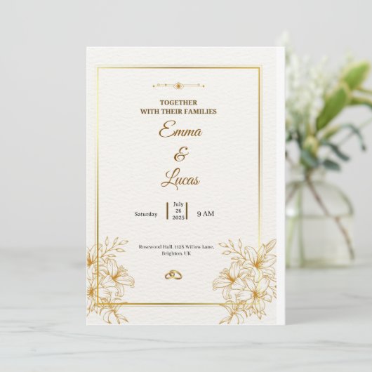 Celebrate love with this elegant wedding kaart (Staand voorkant)
