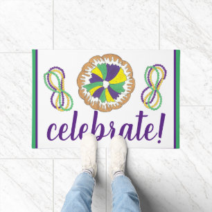Celebrate Mardi Gras Carnival Party King Cake Deurmat
