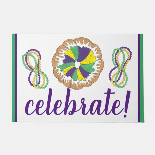 Celebrate Mardi Gras Carnival Party King Cake Deurmat (Voorkant)