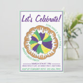 Celebrate Mardi Gras Carnival Party King Cake Kaart (Staand voorkant)