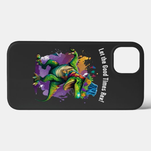 Celebrate Mardi Gras met Dansende T Rex Dinosaur Case-Mate iPhone Case (Achterkant (horizontaal))
