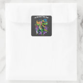 Celebrate Mardi Gras met Dansende T Rex Dinosaur Vierkante Sticker (Tas)