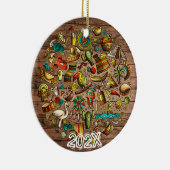 Celebrate Mexico Aangepaste Naam Bericht Jaar Keramisch Ornament (Rechts)