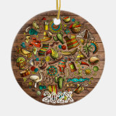 Celebrate Mexico Aangepaste Naam Bericht Jaar Keramisch Ornament (Voorkant)