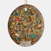 Celebrate Mexico Aangepaste Naam Bericht Jaar Keramisch Ornament (Links)