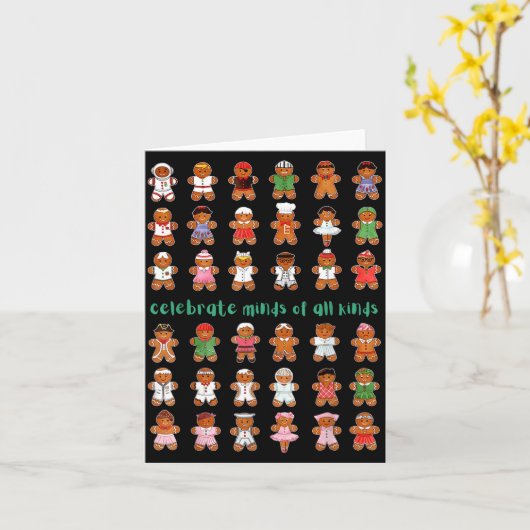 Celebrate Minds Of All Kinds Gingerbread Autism Aw Kaart (Gele Bloem)