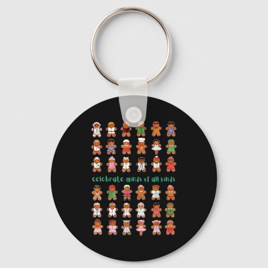 Celebrate Minds Of All Kinds Gingerbread Autism Aw Sleutelhanger (Voorkant)