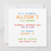 CELEBRATE Moderne Uitnodiging (Achterkant)