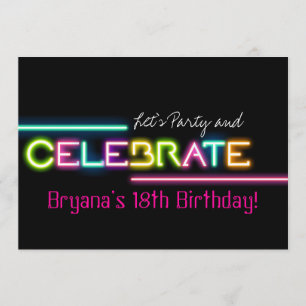 CELEBRATE Neon Glow Lights Rave Club Kaart