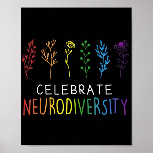 CELEBRATE NEURODIVERSITY Autism Awareness Flower Poster (Voorkant)
