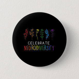 CELEBRATE NEURODIVERSITY Autism Awareness Flower Ronde Button 5,7 Cm