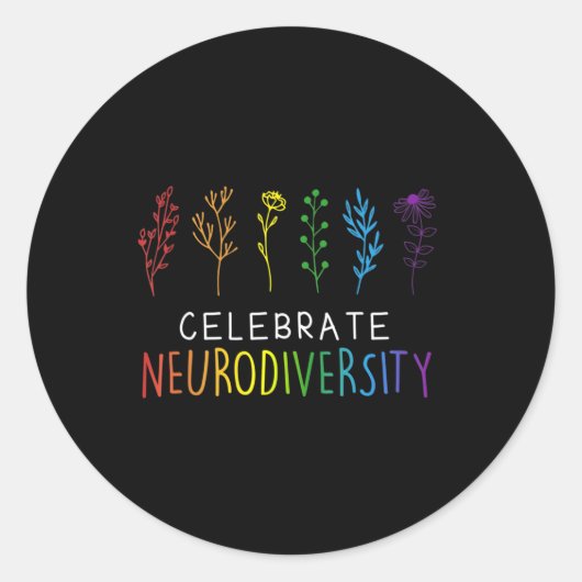 CELEBRATE NEURODIVERSITY Autism Awareness Flower Ronde Sticker (Voorkant)