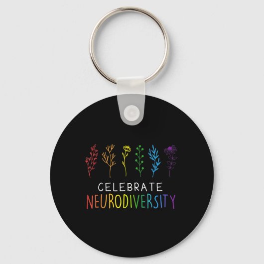 CELEBRATE NEURODIVERSITY Autism Awareness Flower Sleutelhanger (Voorkant)